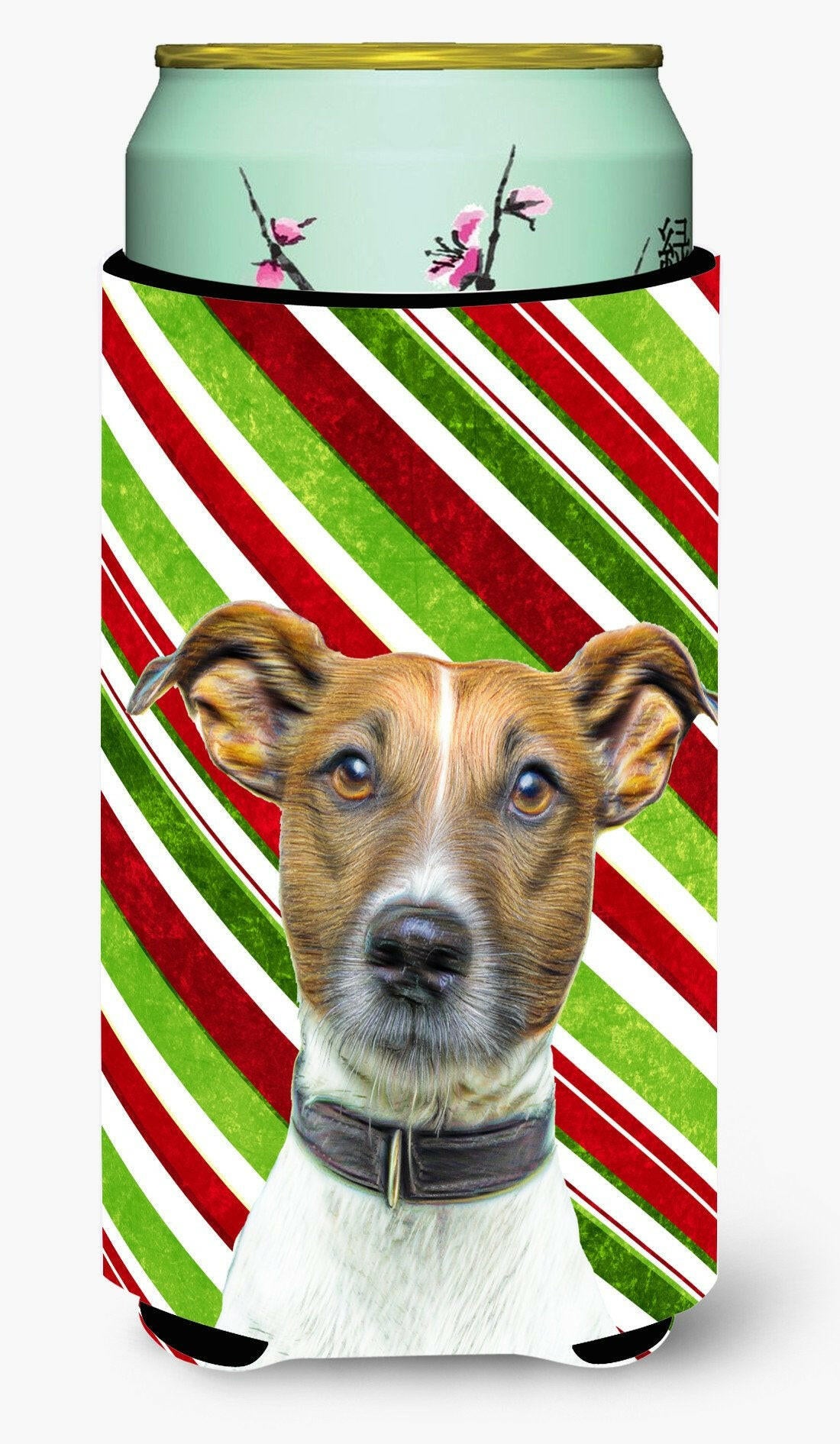 Candy Cane Holiday Christmas Jack Russell Terrier Tall Boy Beverage Insulator Hugger KJ1169TBC by Caroline&#39;s Treasures