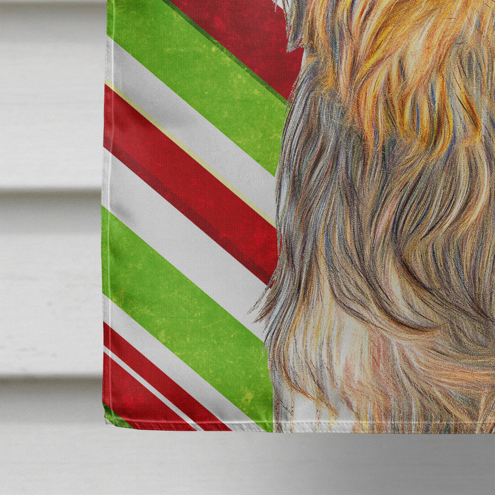 Candy Cane Holiday Christmas Yorkie / Yorkshire Terrier Flag Canvas House Size KJ1170CHF  the-store.com.