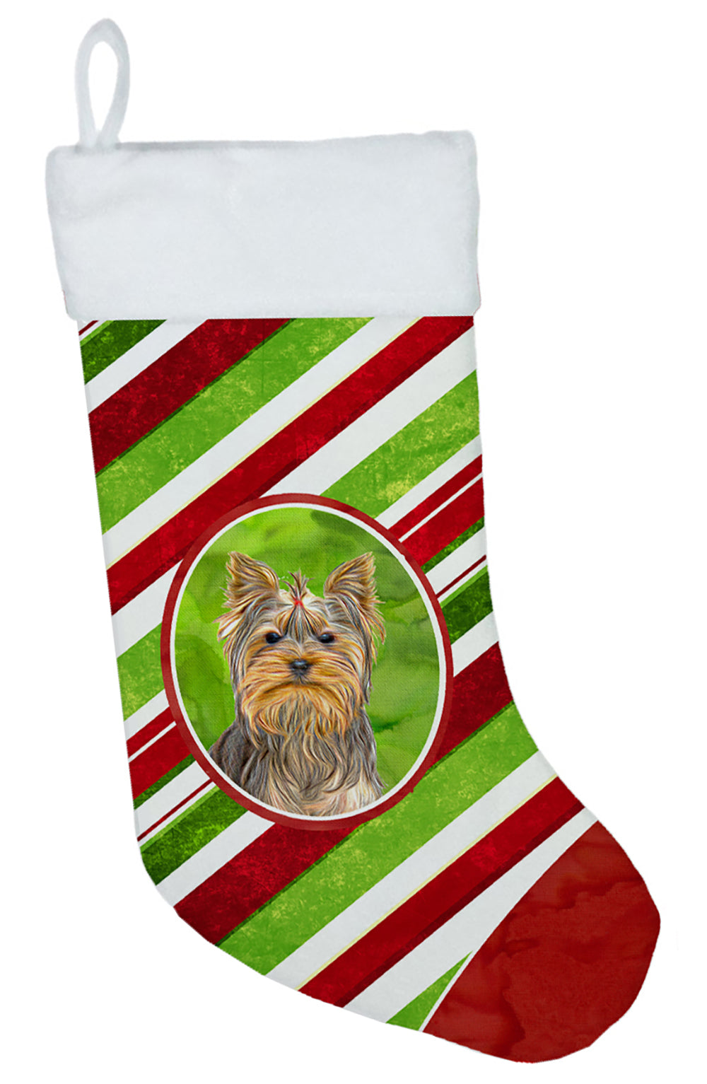 Candy Cane Holiday Christmas Yorkie / Yorkshire Terrier Christmas Stocking KJ1170CS