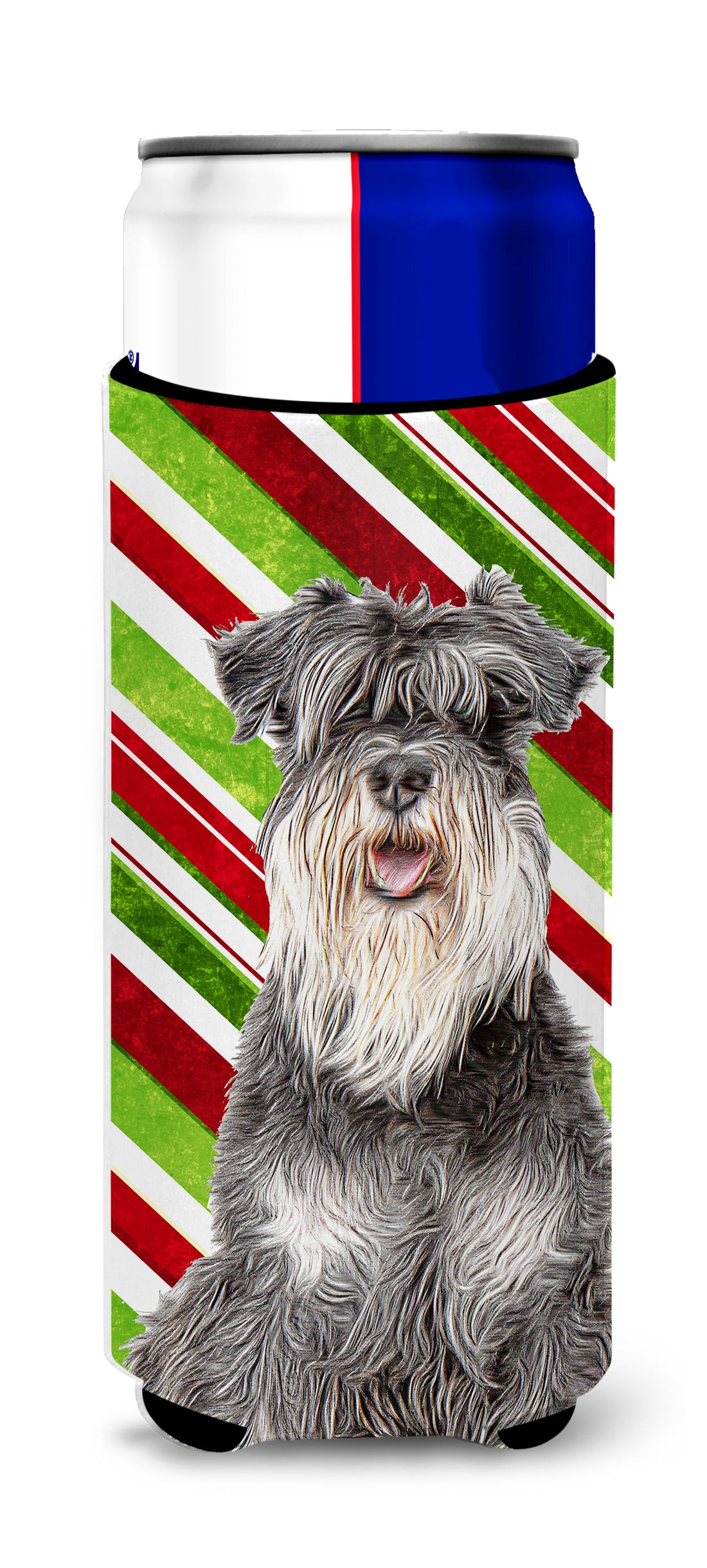 Candy Cane Holiday Christmas Schnauzer Ultra Beverage Insulators for slim cans KJ1171MUK.