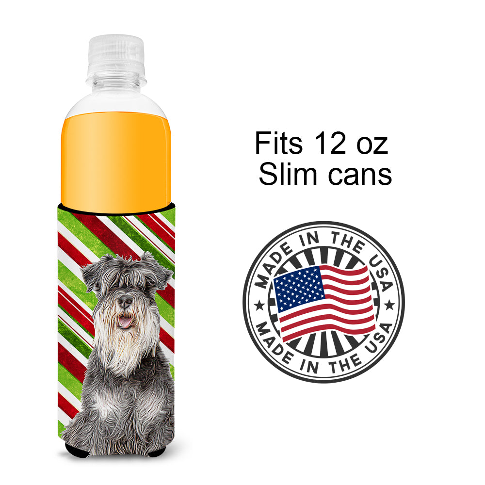 Candy Cane Holiday Christmas Schnauzer Ultra Beverage Insulators for slim cans KJ1171MUK.