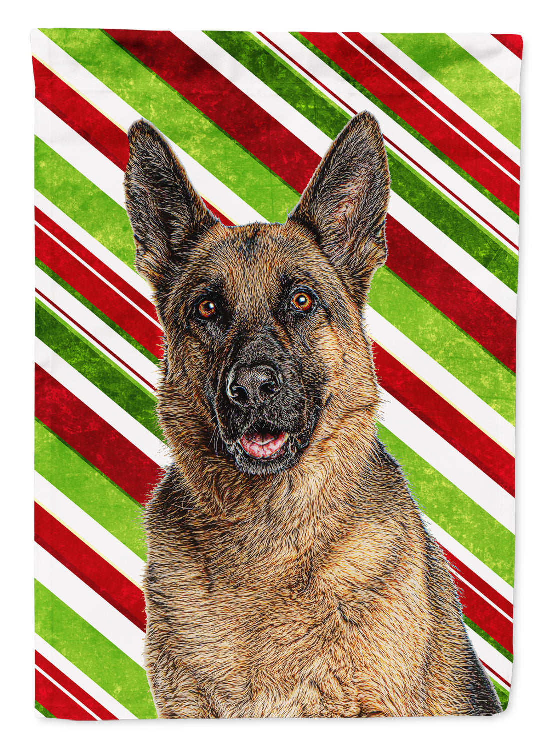 Candy Cane Holiday Christmas German Shepherd Flag Canvas House Size KJ1173CHF