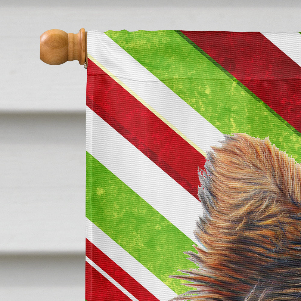 Candy Cane Holiday Christmas Yorkie Puppy / Yorkshire Terrier Flag Canvas House Size KJ1174CHF  the-store.com.