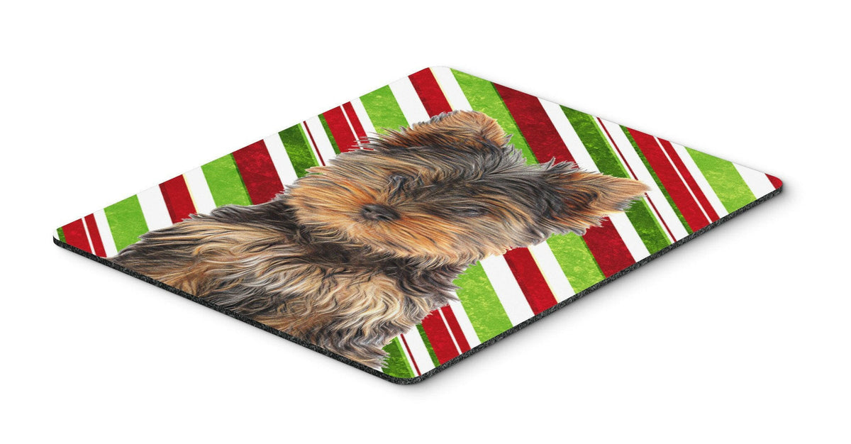Candy Cane Holiday Christmas Yorkie Puppy / Yorkshire Terrier Mouse Pad, Hot Pad or Trivet KJ1174MP by Caroline&#39;s Treasures