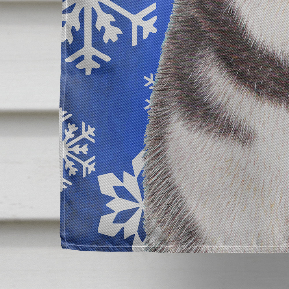 Winter Snowflakes Holiday Alaskan Malamute Flag Canvas House Size KJ1175CHF