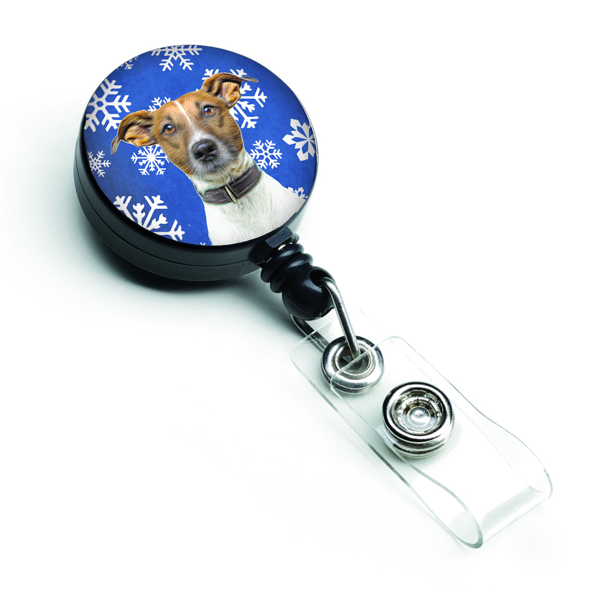 Winter Snowflakes Holiday Jack Russell Terrier Retractable Badge Reel KJ1176BR