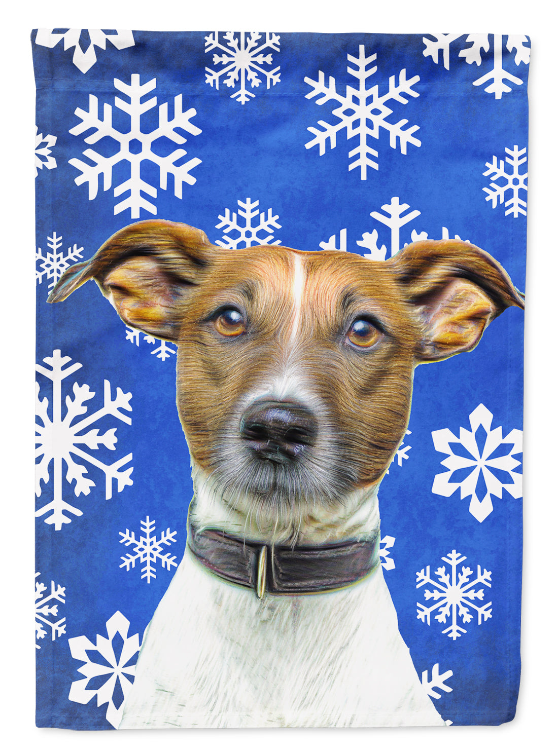 Winter Snowflakes Holiday Jack Russell Terrier Flag Canvas House Size KJ1176CHF