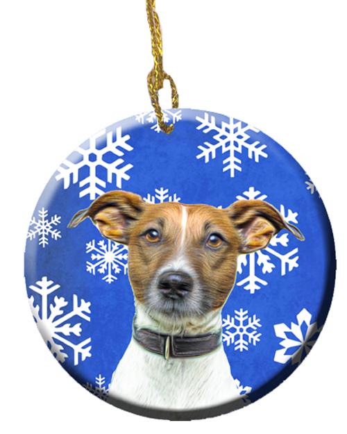 Winter Snowflakes Holiday Jack Russell Terrier Ceramic Ornament KJ1176CO1 by Caroline&#39;s Treasures