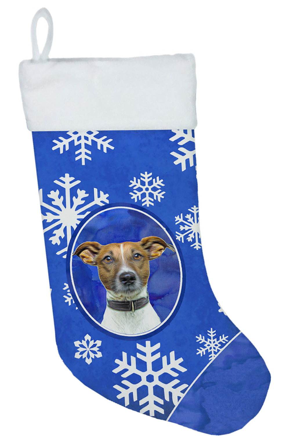 Winter Snowflakes Holiday Jack Russell Terrier Christmas Stocking KJ1176CS
