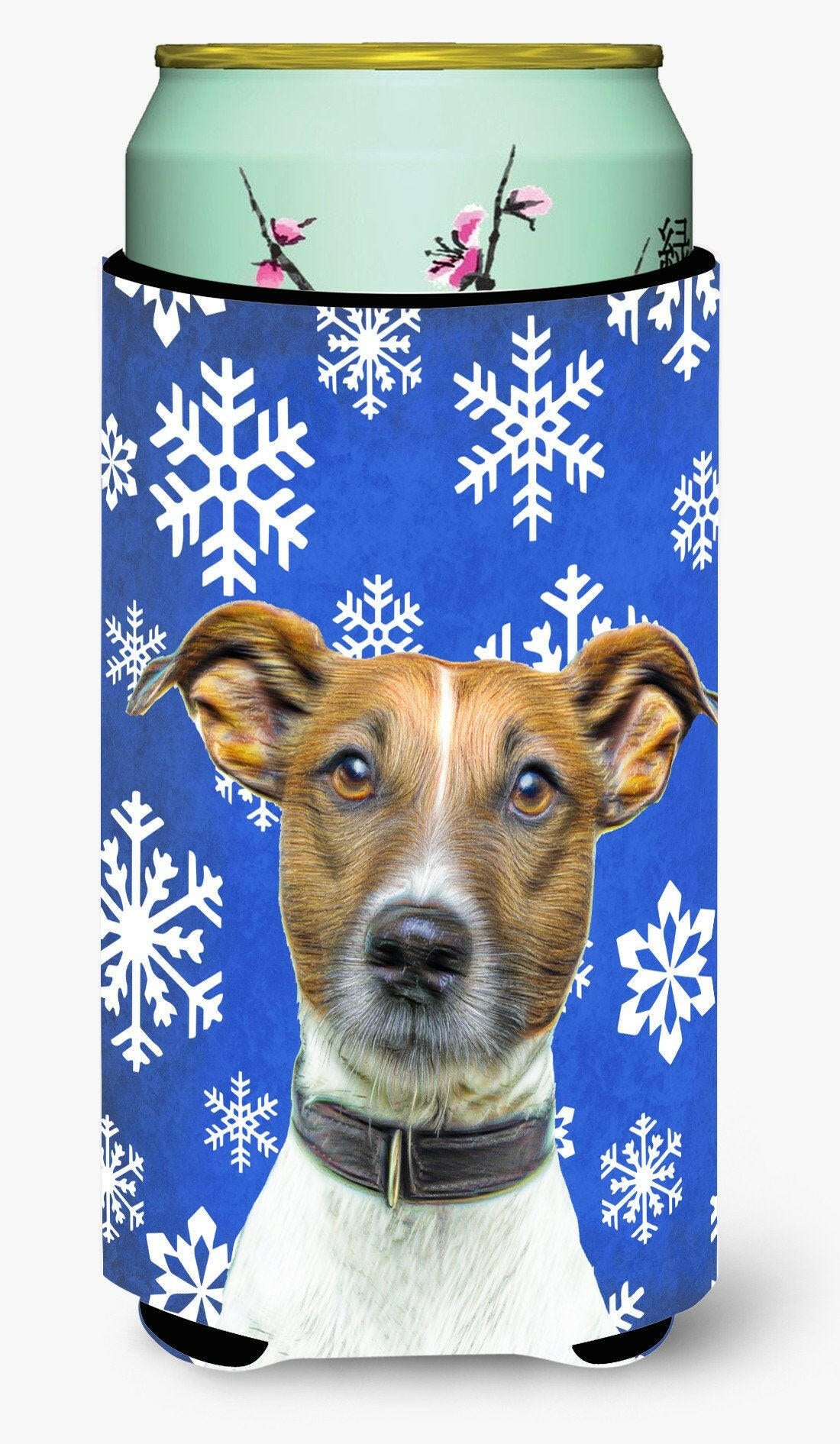 Winter Snowflakes Holiday Jack Russell Terrier Tall Boy Beverage Insulator Hugger KJ1176TBC by Caroline&#39;s Treasures