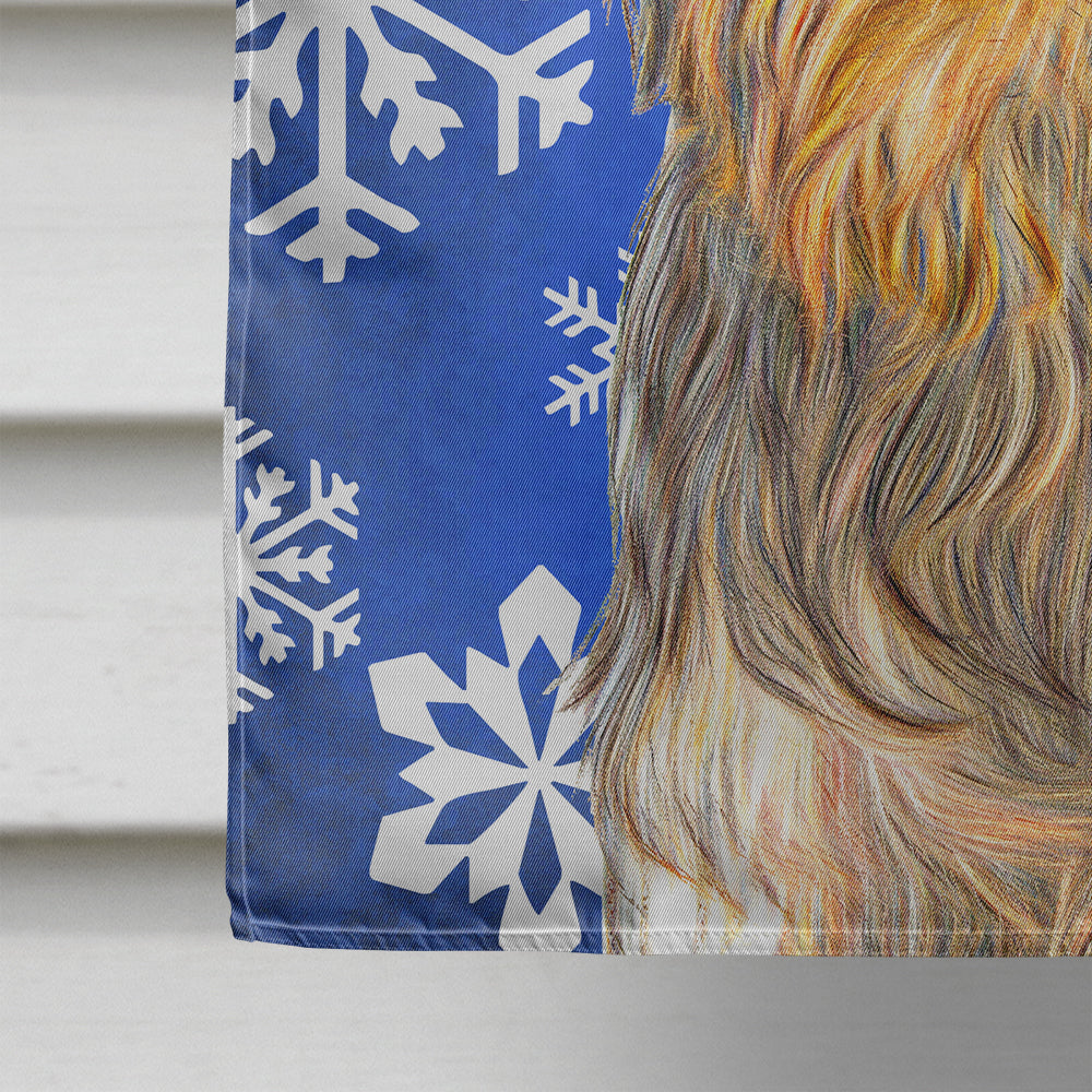 Winter Snowflakes Holiday Yorkie / Yorkshire Terrier Flag Canvas House Size KJ1177CHF  the-store.com.