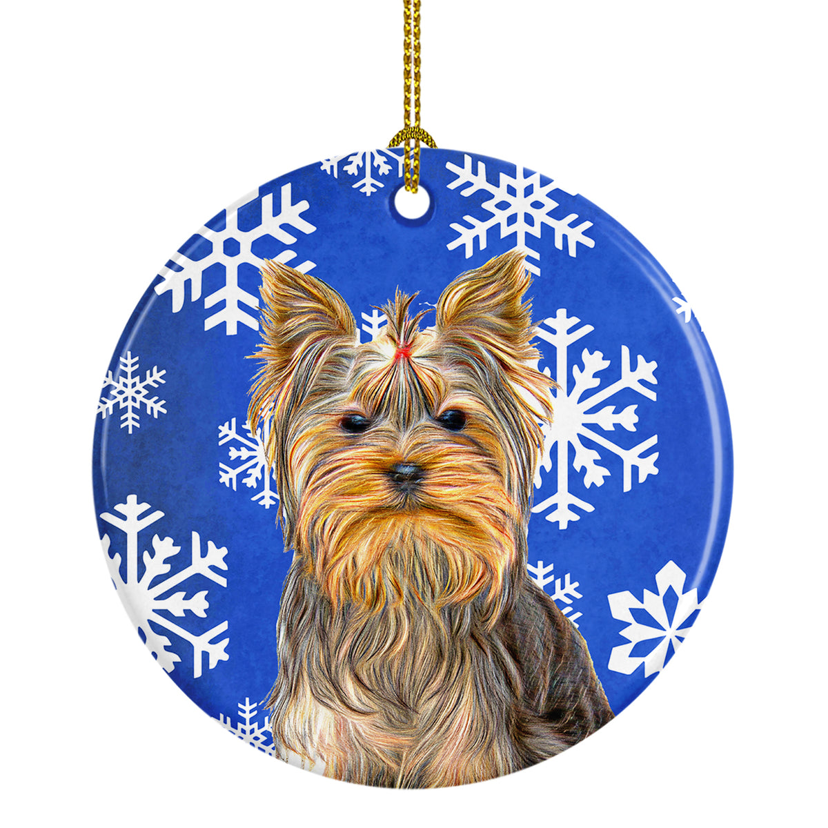 Winter Snowflakes Holiday Yorkie / Yorkshire Terrier Ceramic Ornament KJ1177CO1 - the-store.com