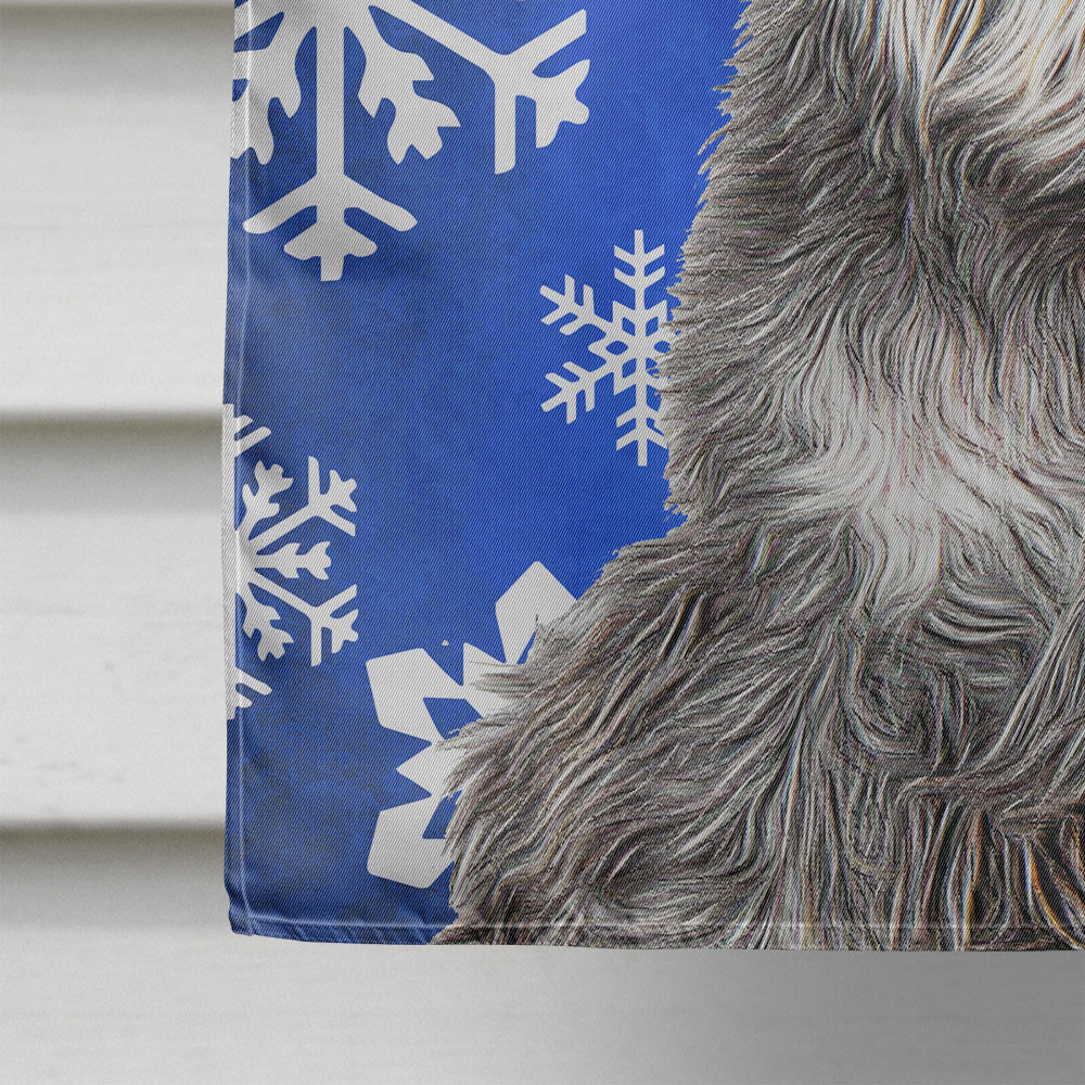 Winter Snowflakes Holiday Schnauzer Flag Canvas House Size KJ1178CHF  the-store.com.