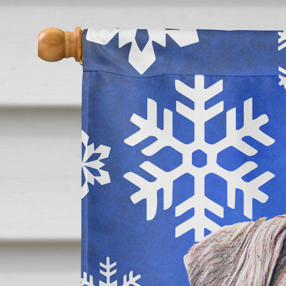Winter Snowflakes Holiday Schnauzer Flag Canvas House Size KJ1179CHF  the-store.com.