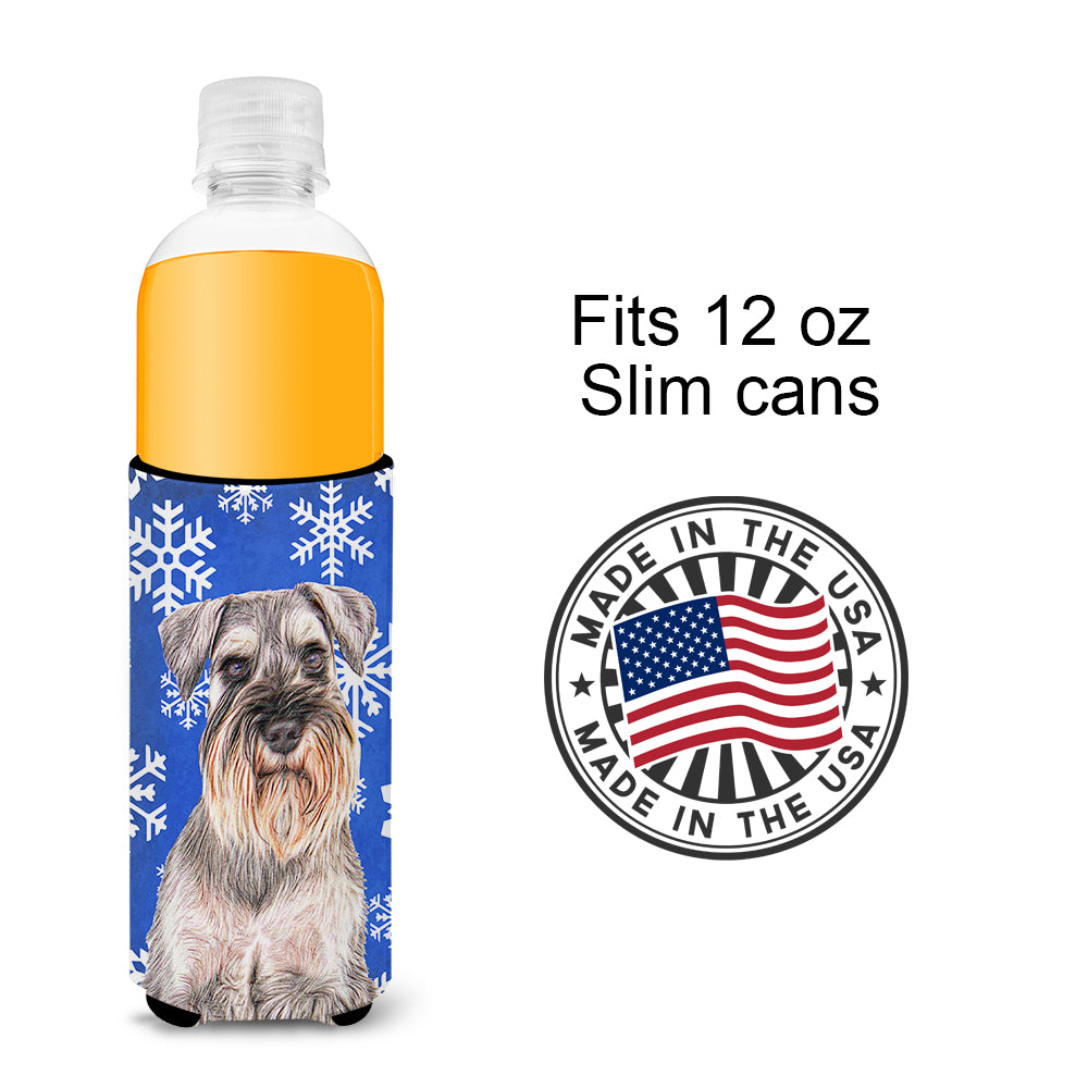 Winter Snowflakes Holiday Schnauzer Ultra Beverage Insulators for slim cans KJ1179MUK.