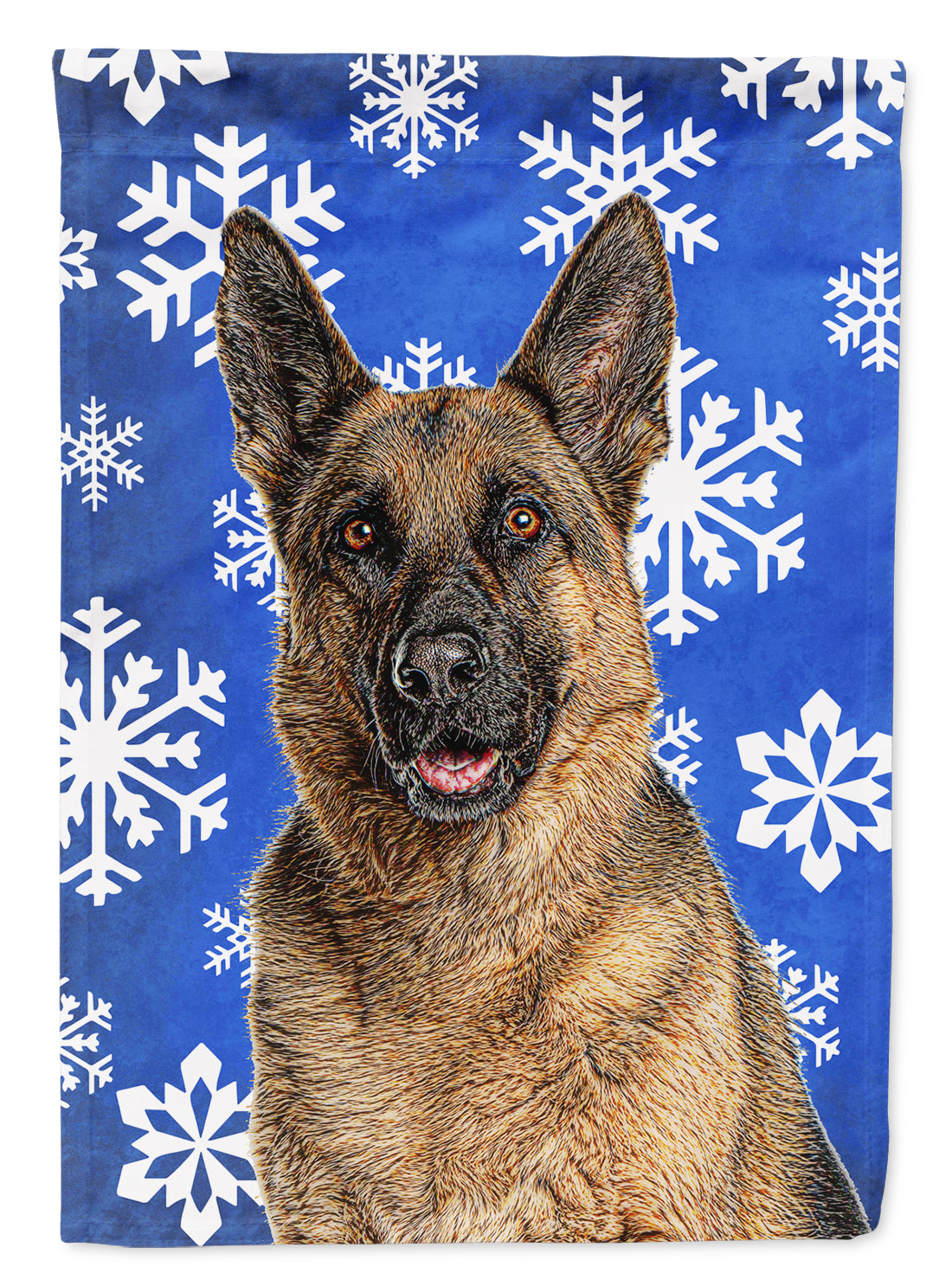 Winter Snowflakes Holiday German Shepherd Flag Canvas House Size KJ1180CHF  the-store.com.