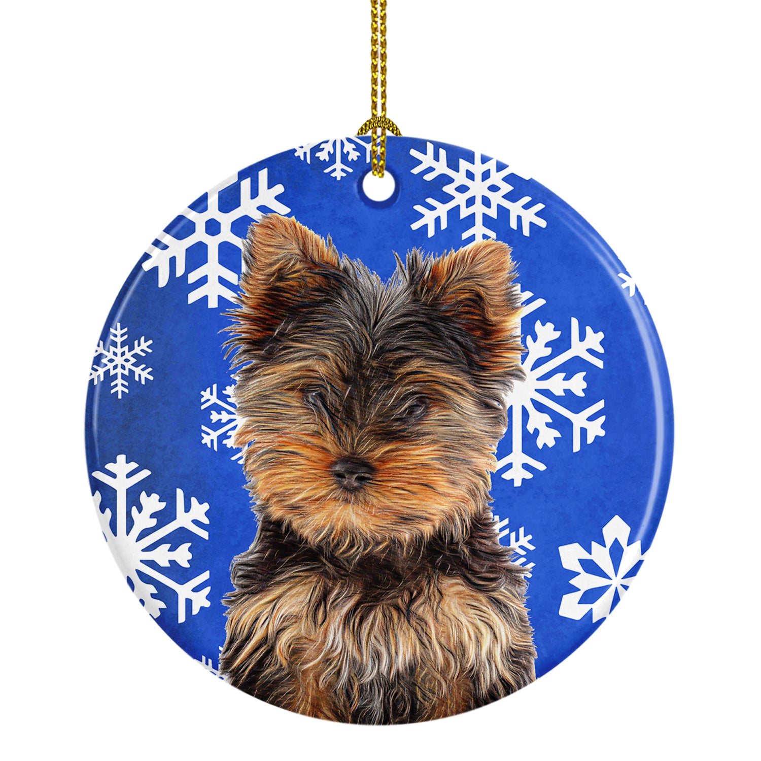Winter Snowflakes Holiday Yorkie Puppy / Yorkshire Terrier Ceramic Ornament KJ1181CO1 - the-store.com