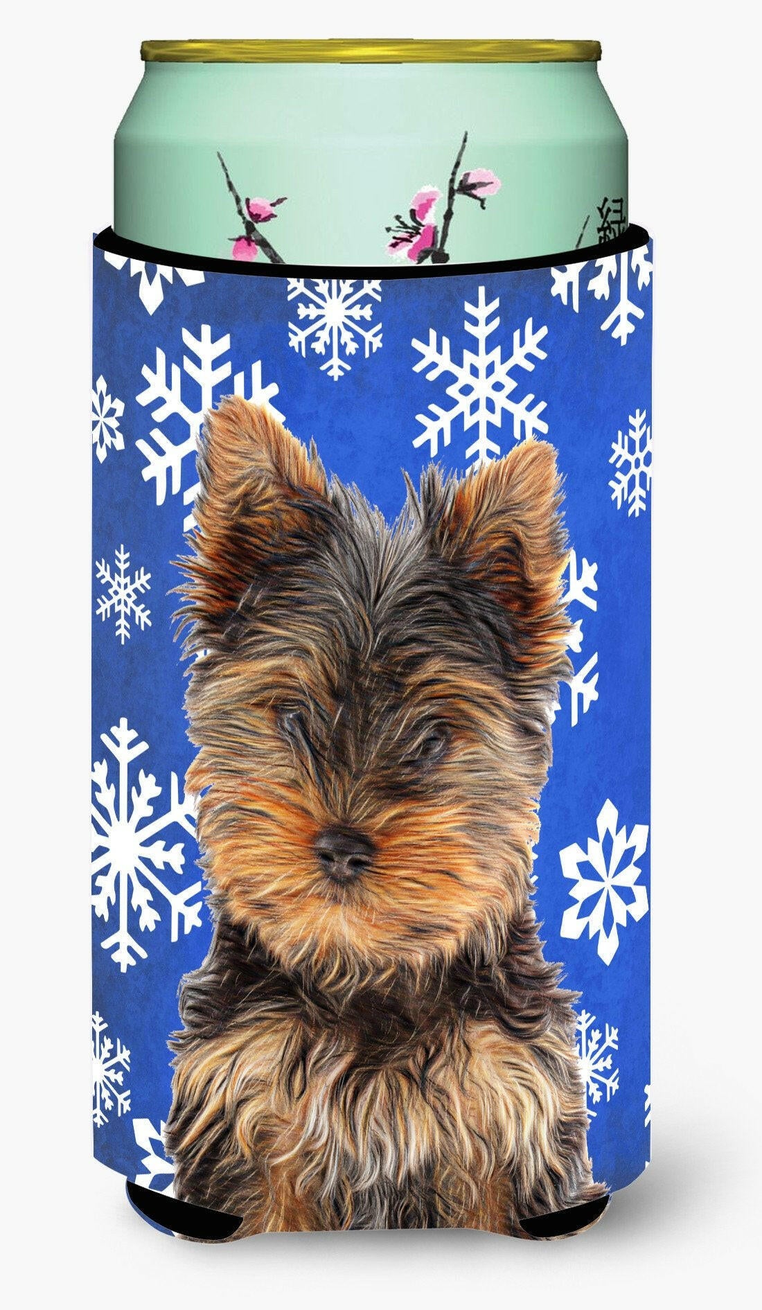 Winter Snowflakes Holiday Yorkie Puppy / Yorkshire Terrier Tall Boy Beverage Insulator Hugger KJ1181TBC by Caroline&#39;s Treasures
