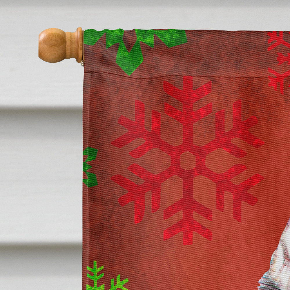 Red Snowflakes Holiday Christmas  Alaskan Malamute Flag Canvas House Size KJ1182CHF  the-store.com.