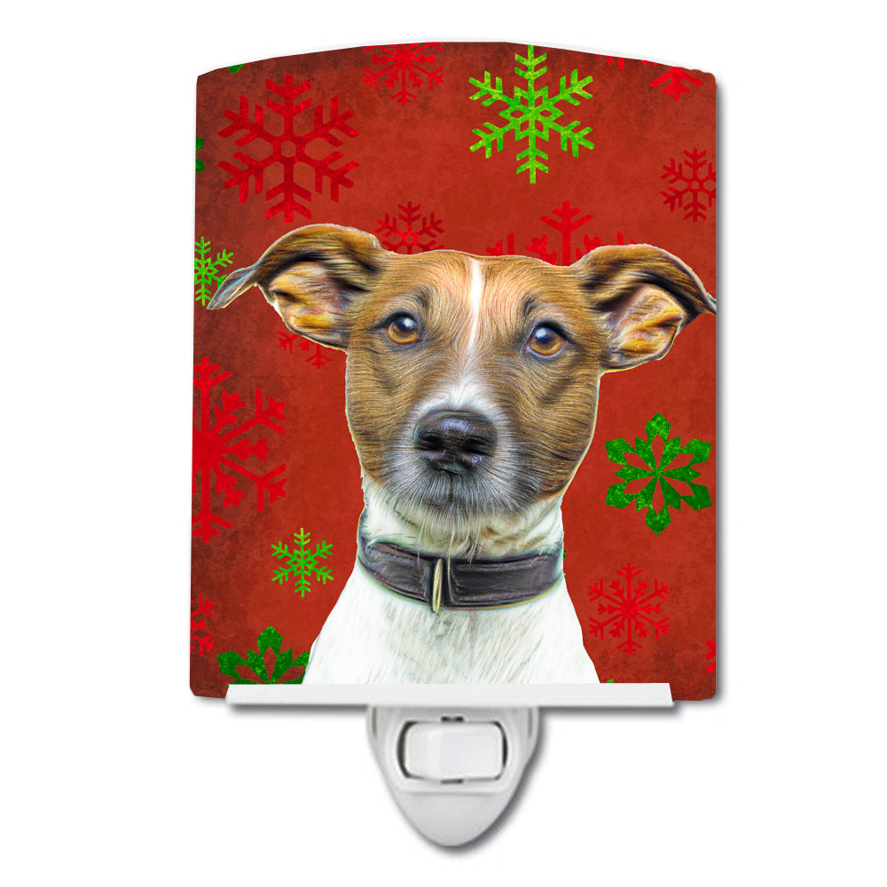 Red Snowflakes Holiday Christmas  Jack Russell Terrier Ceramic Night Light KJ1183CNL - the-store.com