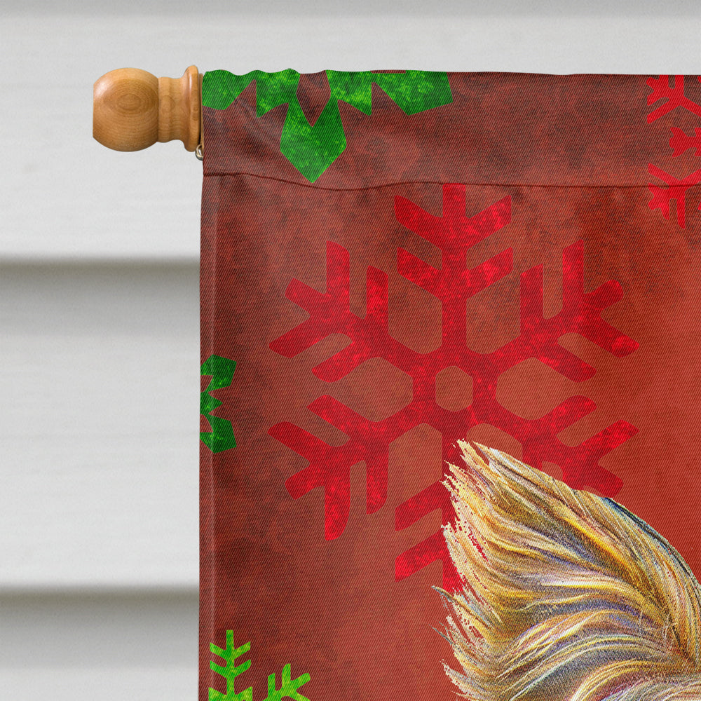 Red Snowflakes Holiday Christmas  Yorkie / Yorkshire Terrier Flag Canvas House Size KJ1184CHF  the-store.com.