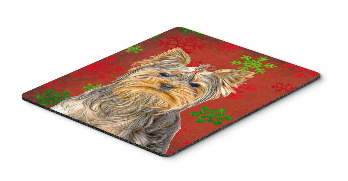 Red Snowflakes Holiday Christmas  Yorkie / Yorkshire Terrier Mouse Pad, Hot Pad or Trivet KJ1184MP by Caroline&#39;s Treasures
