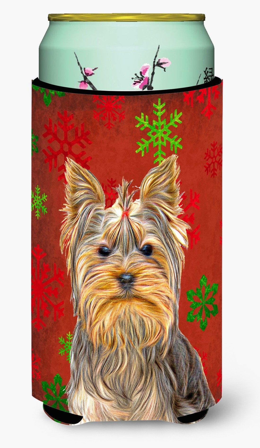Red Snowflakes Holiday Christmas  Yorkie / Yorkshire Terrier Tall Boy Beverage Insulator Hugger KJ1184TBC by Caroline&#39;s Treasures
