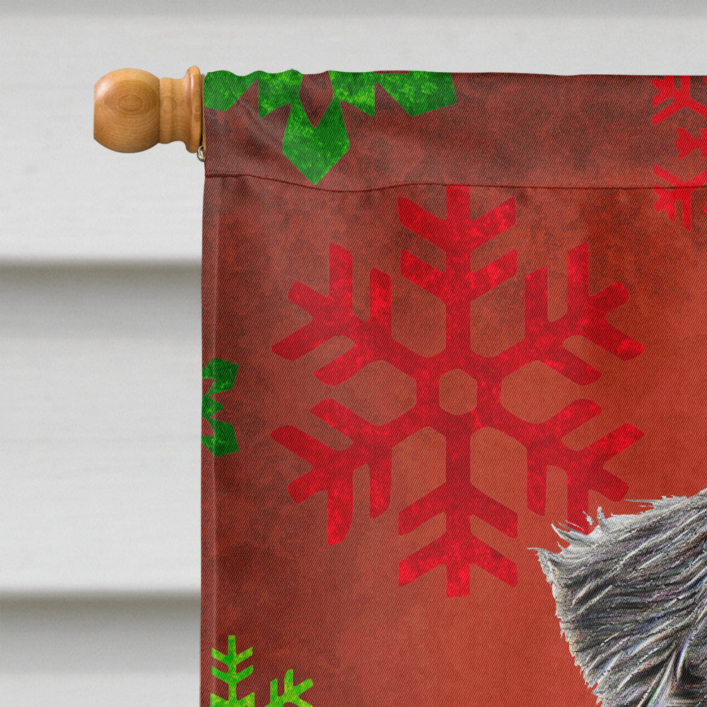 Red Snowflakes Holiday Christmas  Schnauzer Flag Canvas House Size KJ1185CHF  the-store.com.