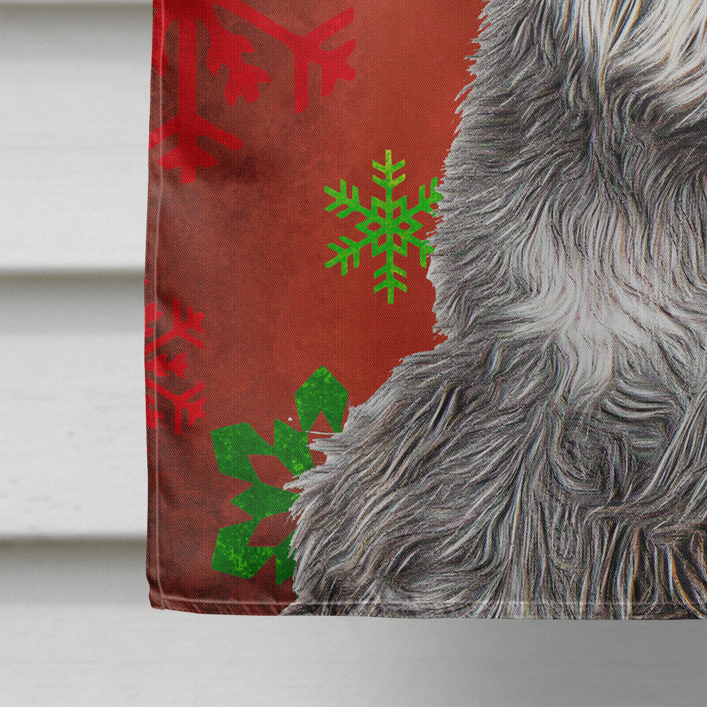 Red Snowflakes Holiday Christmas  Schnauzer Flag Canvas House Size KJ1185CHF