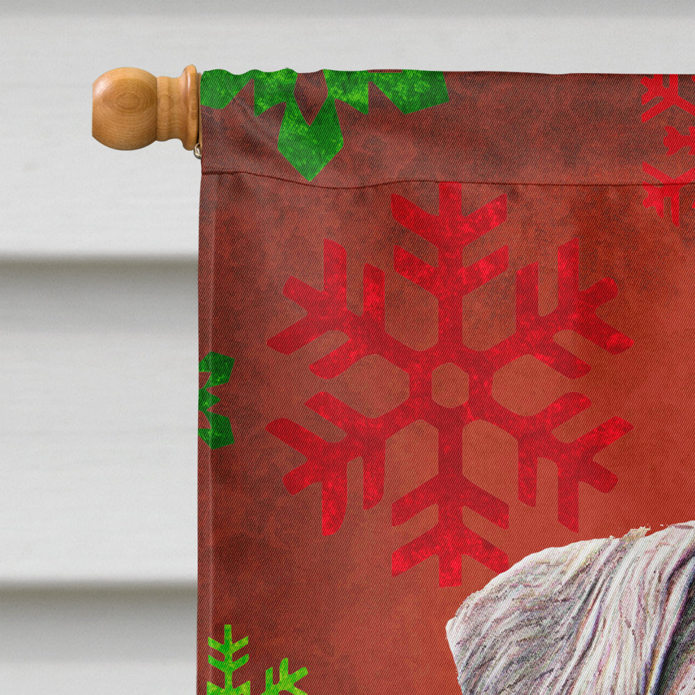 Red Snowflakes Holiday Christmas  Schnauzer Flag Canvas House Size KJ1186CHF  the-store.com.