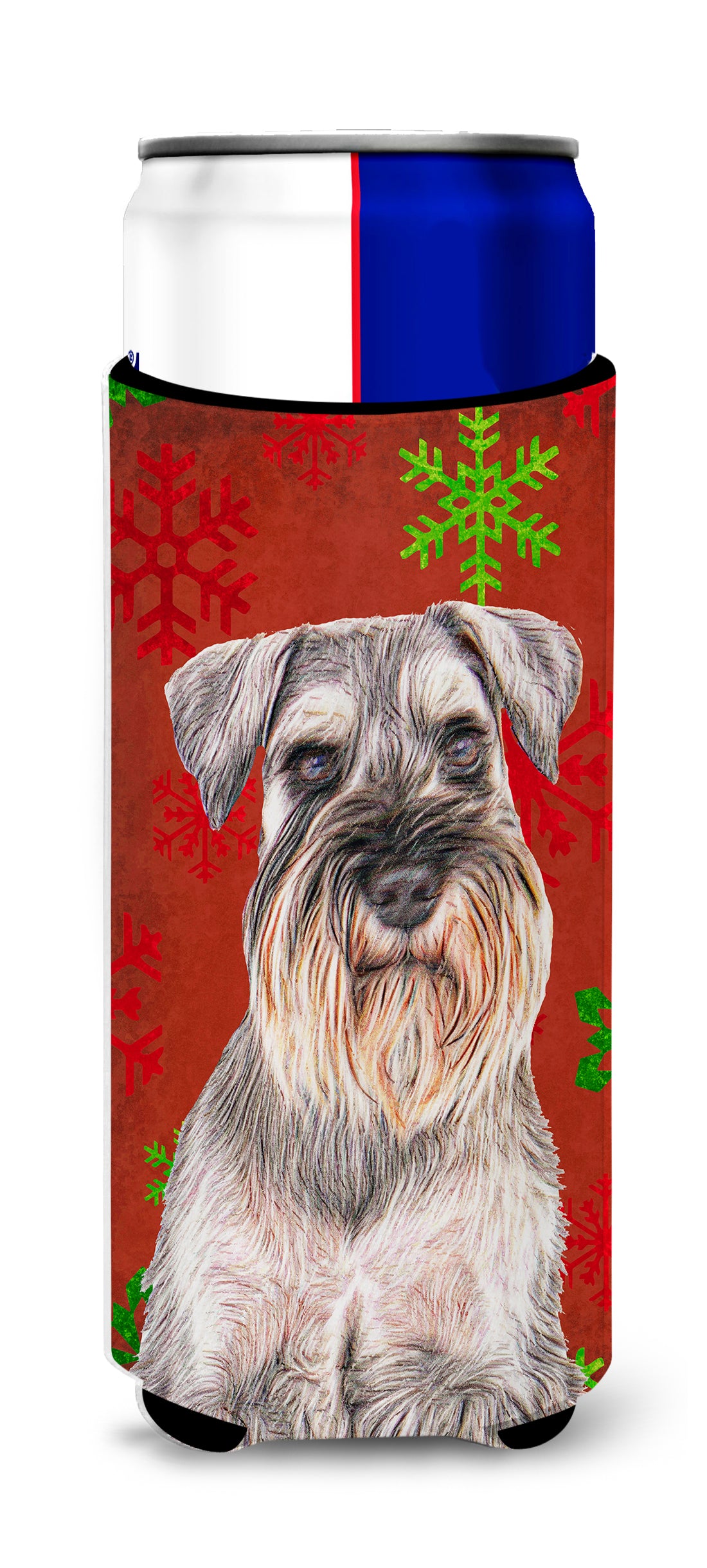 Red Snowflakes Holiday Christmas  Schnauzer Ultra Beverage Insulators for slim cans KJ1186MUK
