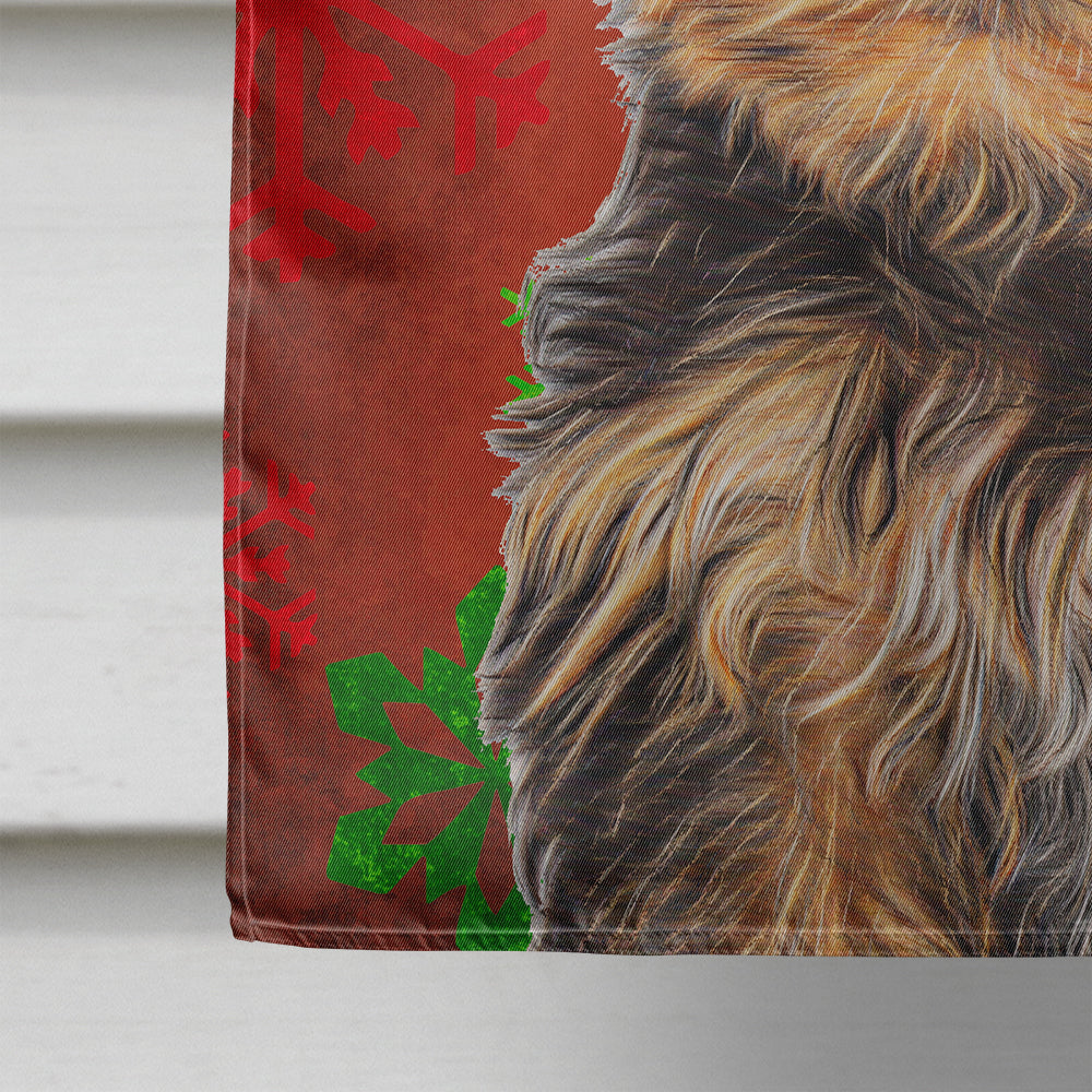 Red Snowflakes Holiday Christmas Yorkie Puppy / Yorkshire Terrier Flag Canvas House Size KJ1188CHF  the-store.com.