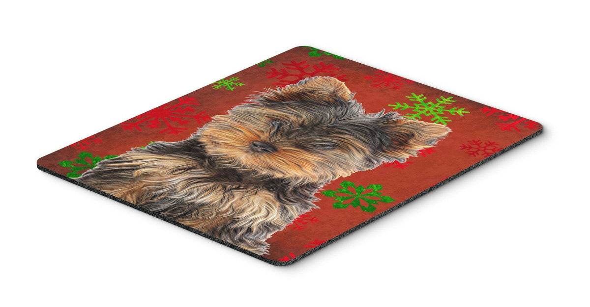 Red Snowflakes Holiday Christmas Yorkie Puppy / Yorkshire Terrier Mouse Pad, Hot Pad or Trivet KJ1188MP by Caroline&#39;s Treasures