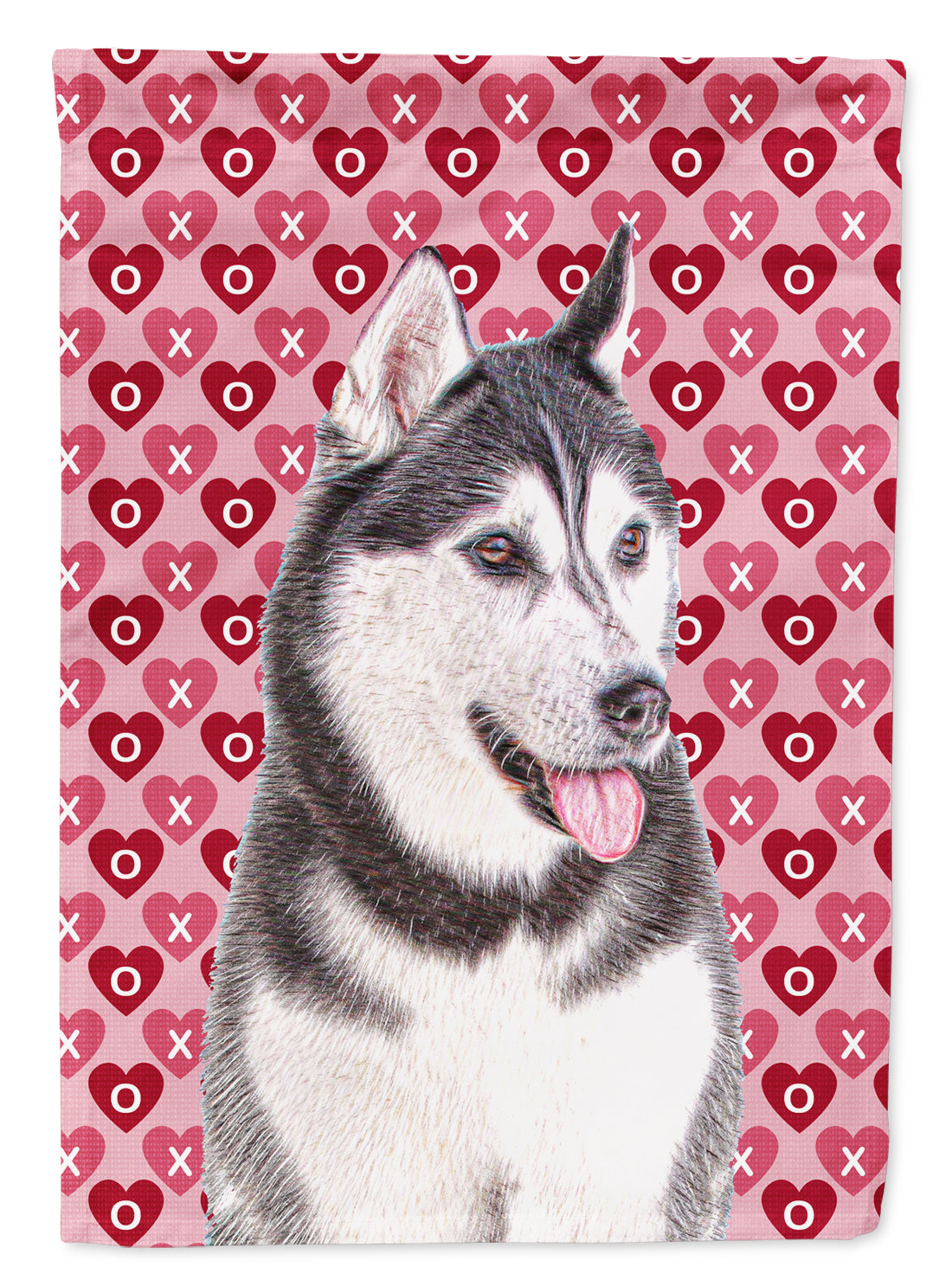 Hearts Love and Valentine&#39;s Day Alaskan Malamute Flag Canvas House Size KJ1189CHF  the-store.com.