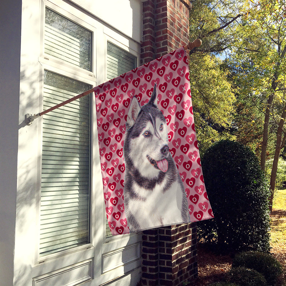 Hearts Love and Valentine's Day Alaskan Malamute Flag Canvas House Size KJ1189CHF  the-store.com.