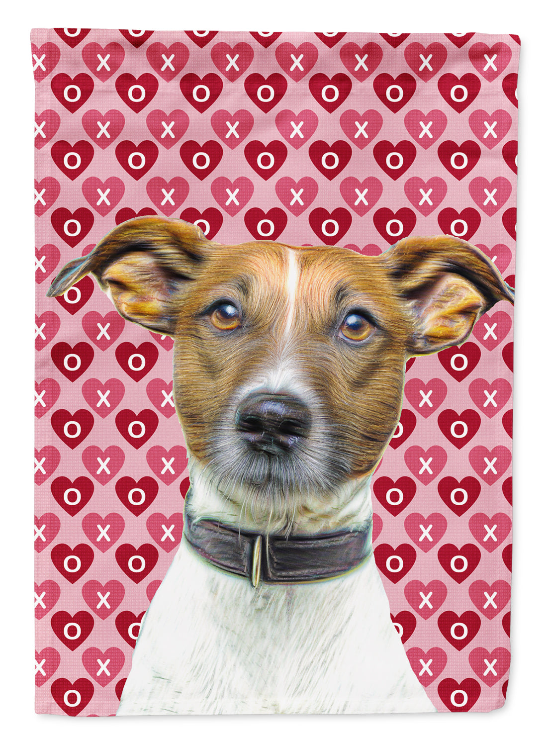 Hearts Love and Valentine's Day Jack Russell Terrier Flag Canvas House Size KJ1190CHF