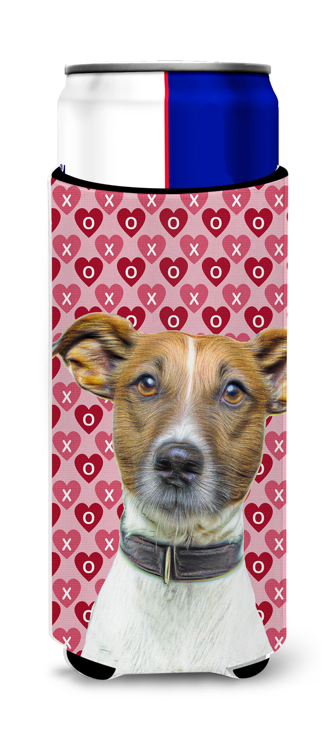 Hearts Love and Valentine&#39;s Day Jack Russell Terrier Ultra Beverage Insulators for slim cans KJ1190MUK.