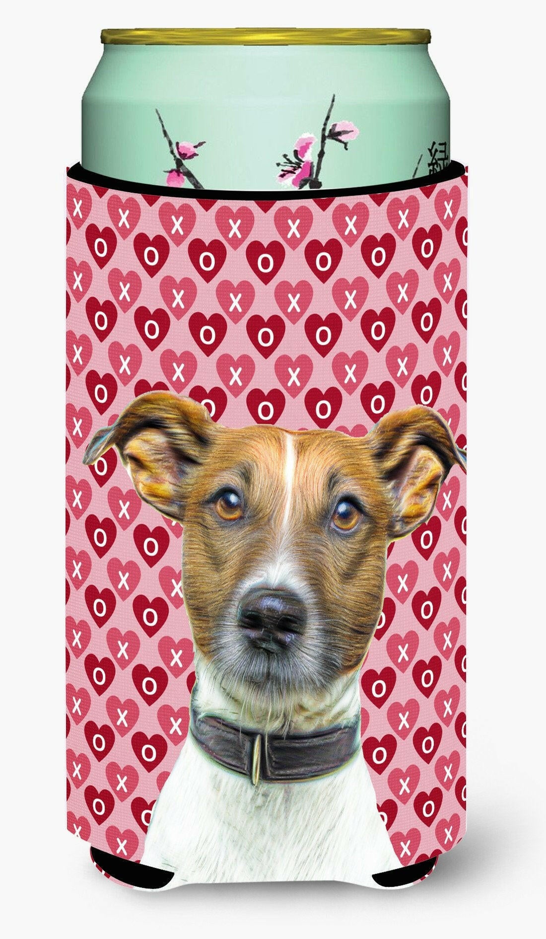 Hearts Love and Valentine&#39;s Day Jack Russell Terrier Tall Boy Beverage Insulator Hugger KJ1190TBC by Caroline&#39;s Treasures