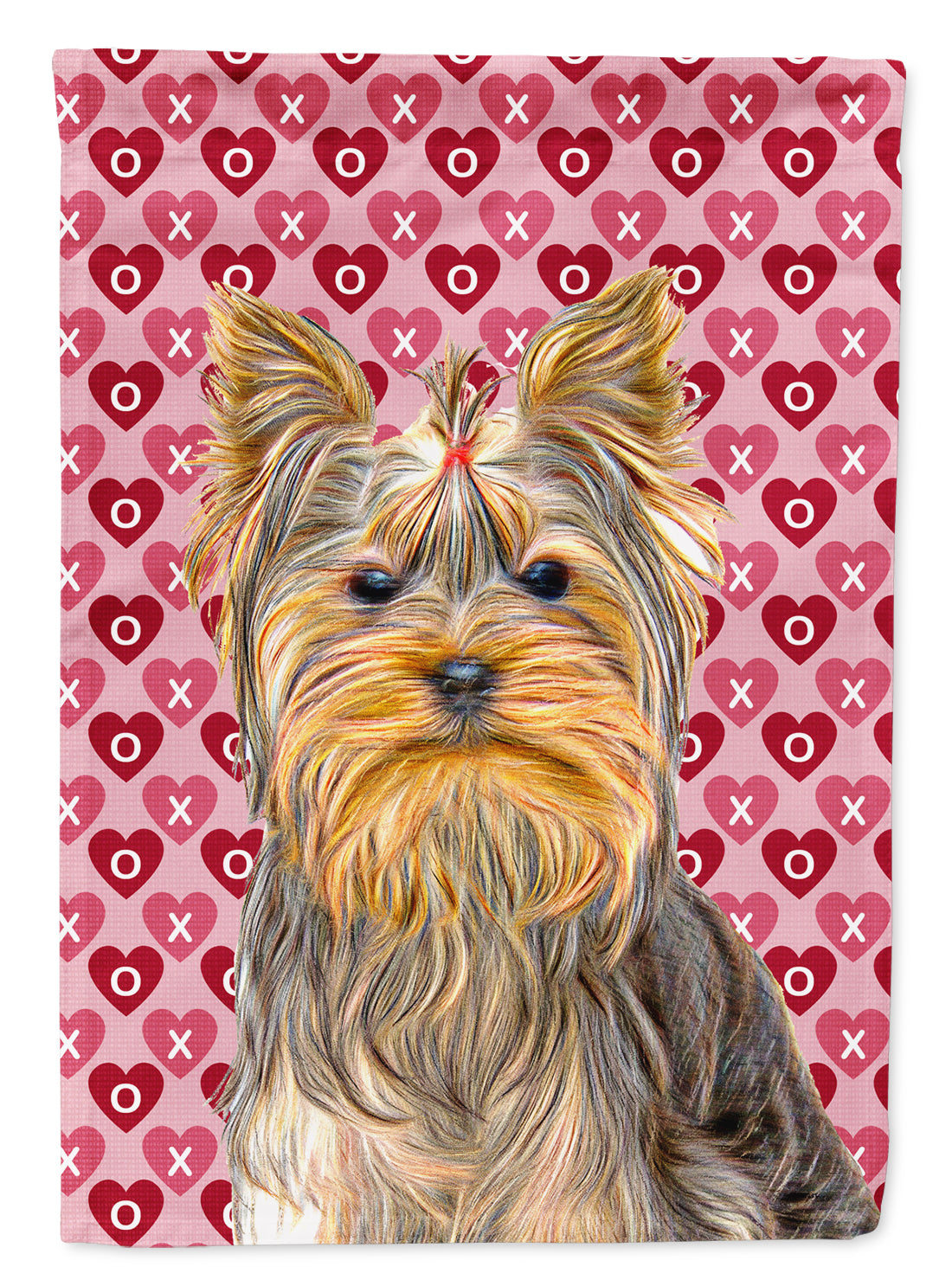 Hearts Love and Valentine&#39;s Day Yorkie / Yorkshire Terrier Flag Canvas House Size KJ1191CHF