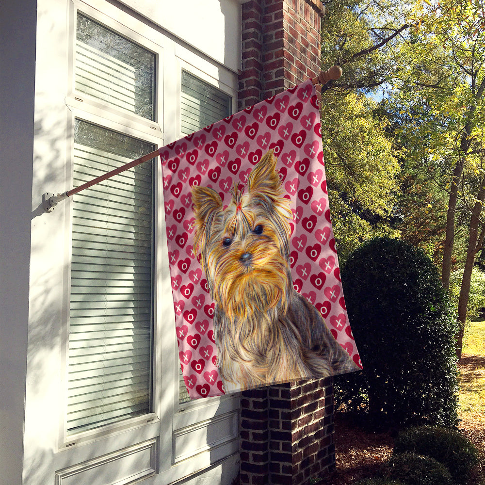 Hearts Love and Valentine's Day Yorkie / Yorkshire Terrier Flag Canvas House Size KJ1191CHF  the-store.com.