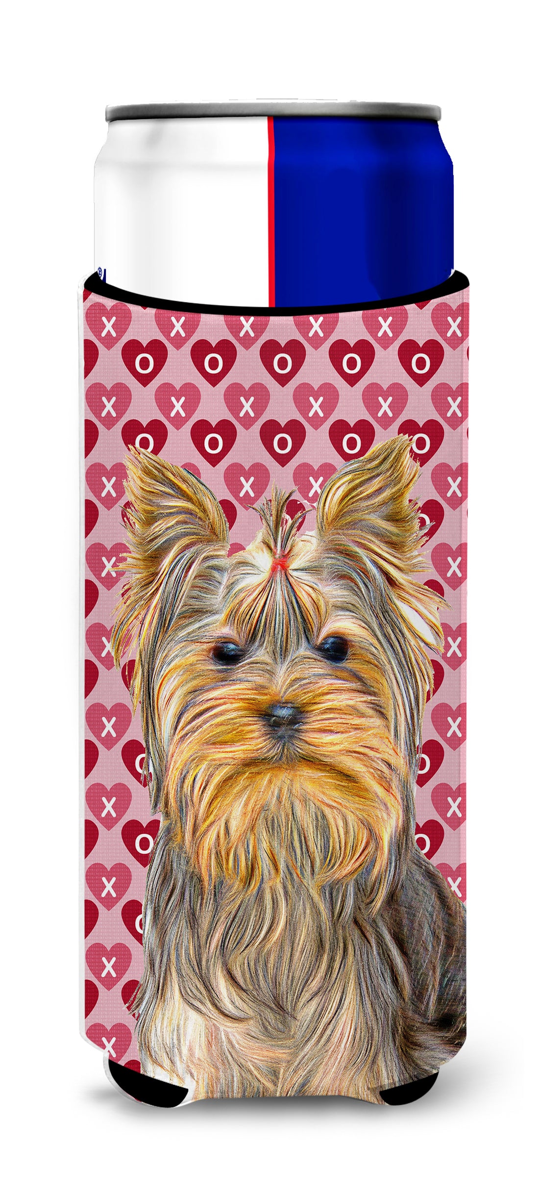 Hearts Love and Valentine&#39;s Day Yorkie / Yorkshire Terrier Ultra Beverage Insulators for slim cans KJ1191MUK.