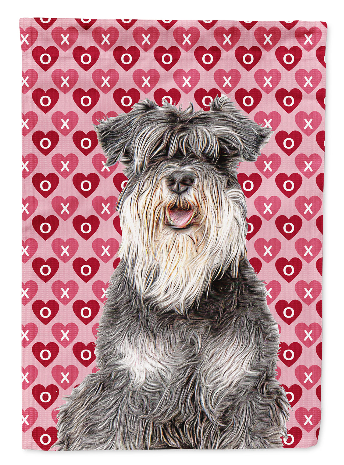 Hearts Love and Valentine&#39;s Day Schnauzer Flag Canvas House Size KJ1192CHF  the-store.com.