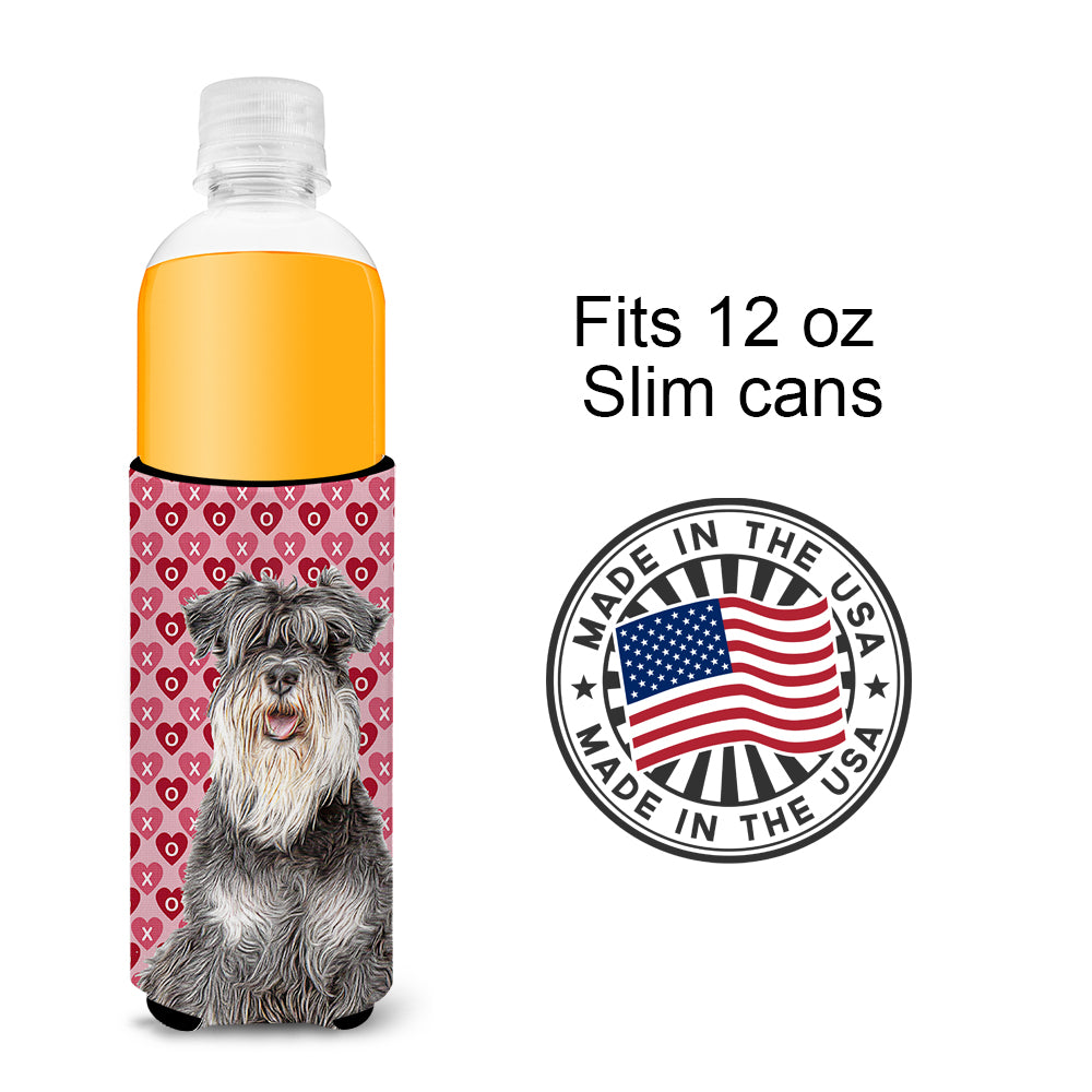 Hearts Love and Valentine's Day Schnauzer Ultra Beverage Insulators for slim cans KJ1192MUK.