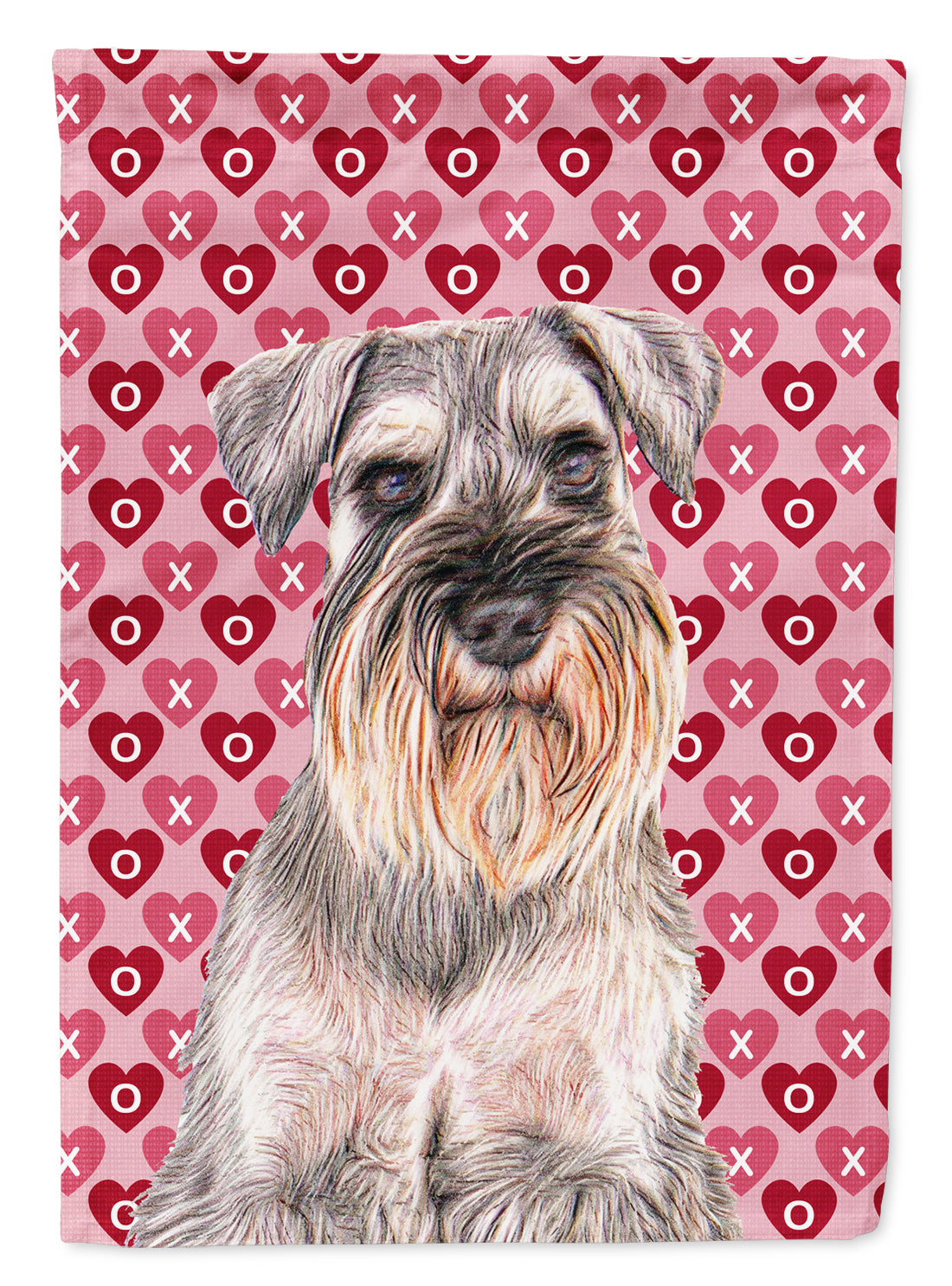 Hearts Love and Valentine&#39;s Day Schnauzer Flag Canvas House Size KJ1193CHF  the-store.com.