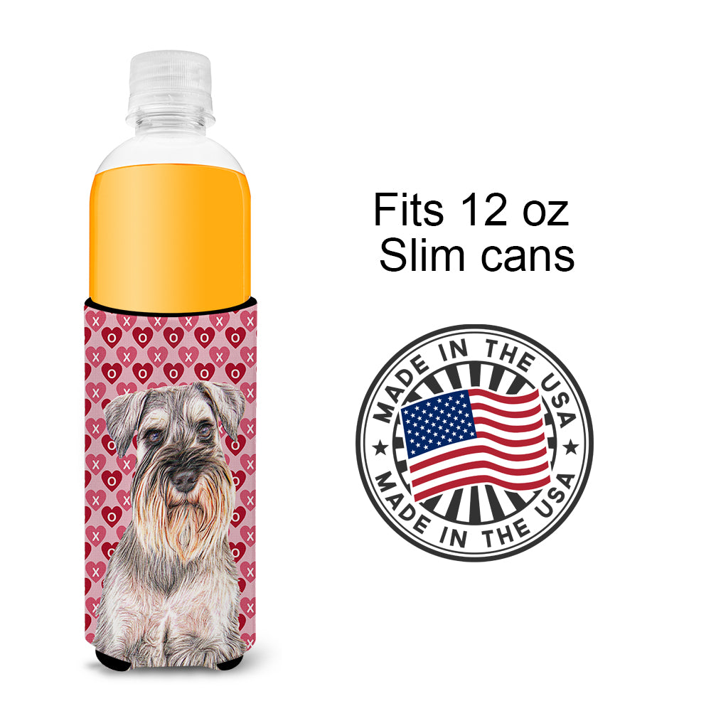 Hearts Love and Valentine's Day Schnauzer Ultra Beverage Insulators for slim cans KJ1193MUK.