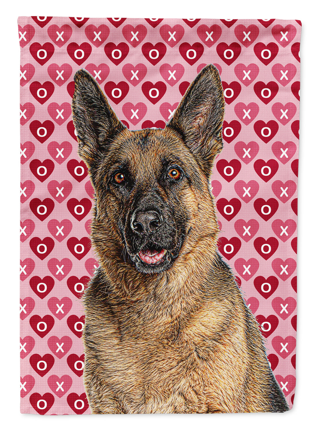 Hearts Love and Valentine&#39;s Day German Shepherd Flag Canvas House Size KJ1194CHF