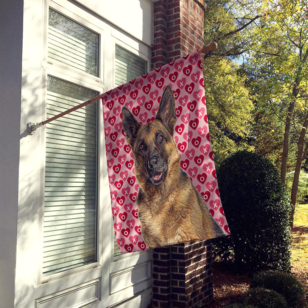 Hearts Love and Valentine's Day German Shepherd Flag Canvas House Size KJ1194CHF  the-store.com.