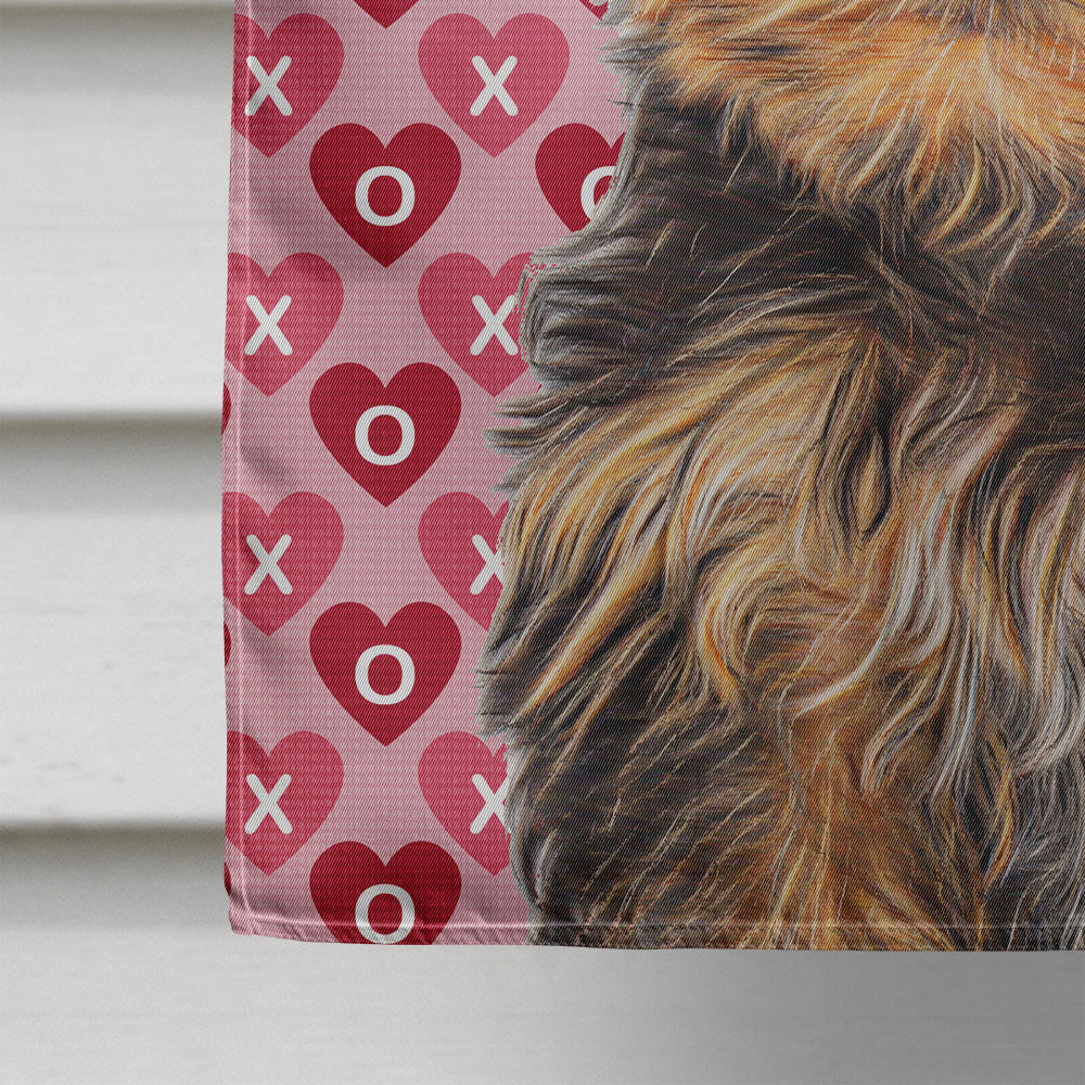 Hearts Love and Valentine's Day Yorkie Puppy / Yorkshire Terrier Flag Canvas House Size KJ1195CHF  the-store.com.