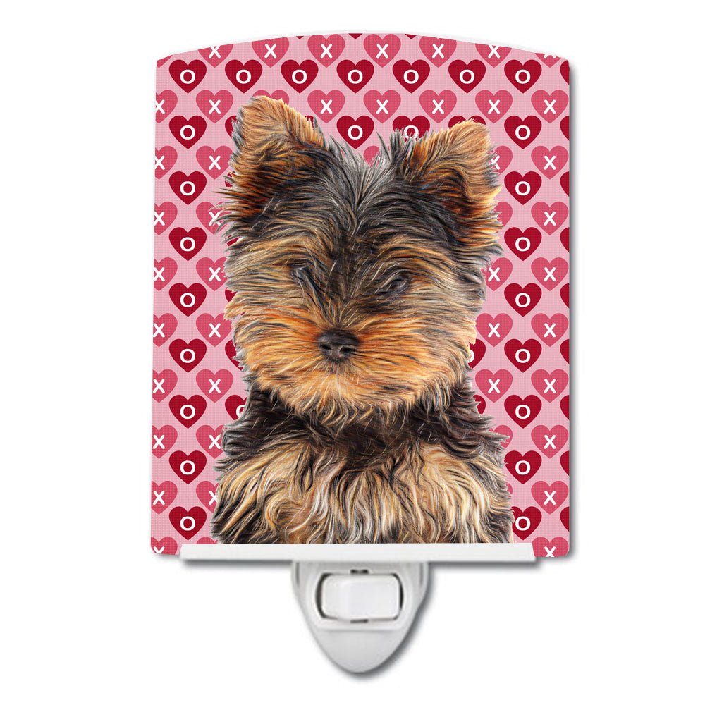 Hearts Love and Valentine&#39;s Day Yorkie Puppy / Yorkshire Terrier Ceramic Night Light KJ1195CNL - the-store.com