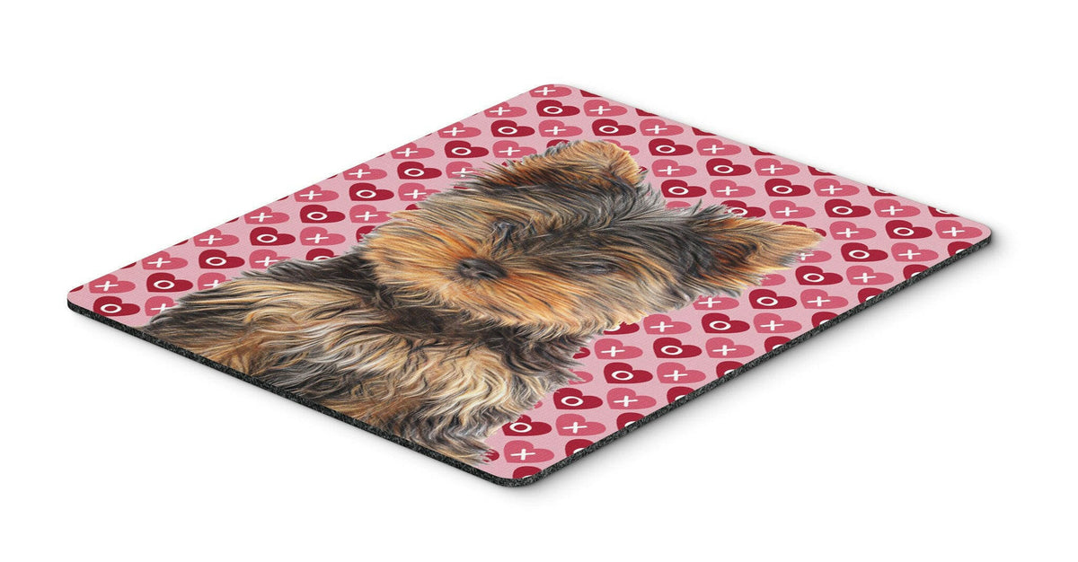 Hearts Love and Valentine&#39;s Day Yorkie Puppy / Yorkshire Terrier Mouse Pad, Hot Pad or Trivet KJ1195MP by Caroline&#39;s Treasures